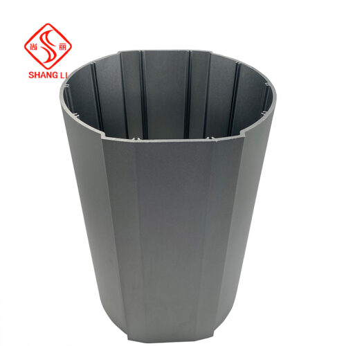 Oxidised sandblasted round aluminium profile enclosures